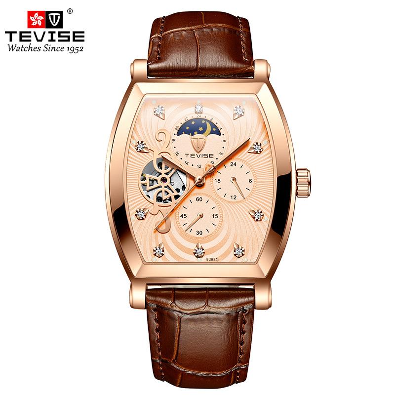 TEVISE Watch Barrel Watch Tourbillon Star Механический мужской ремень