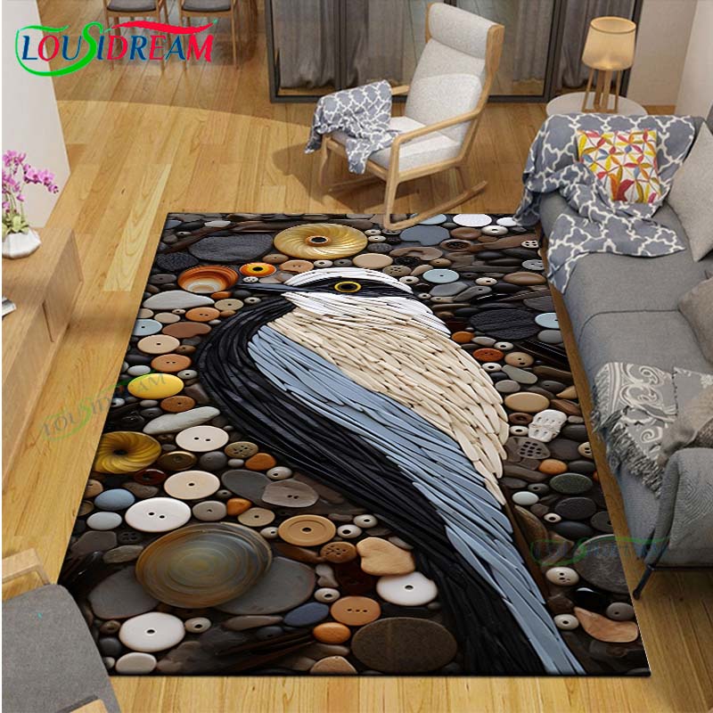 3D Funny Pebble Decor Carpet for Outdoor Balcony Garden Coffee Table Bedroom Area Rugs Kitchen Un-slip Floor Mat Alfombra Gift
