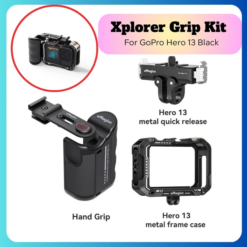 Комплект Xplorer Grip Vlogging Mount Combo Держатель Клетка Рамка Чехол Для Insta 360 Ace Pro 2 GoPro Hero 13 DJI Osmo Action 5 Pro Аксессуары