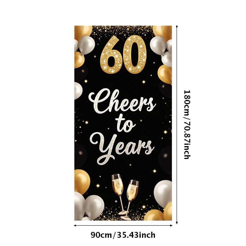 60th Anniversary Banner Cheers to 60 Years Backdrop Glitter Party Decoration Birthday Wedding Event Photography Background Props