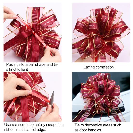 10Pcs Pull Bow Ribbon Romantic Car Pull Bows Hand-pulled Ribbon for Gift Packing Weddings Parties Decoration