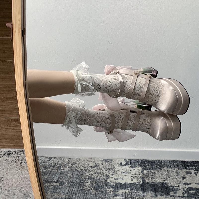 Туфли на высоком каблуке с круглой головкой в стиле ретро, французские, толстые, женские, весна-осень 2025 года, увеличивающие рост, универсальные, легкие, с горлом, туфли Мэри Джейн