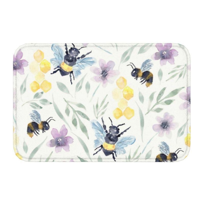Personalized Cute Bumble Bee Sunflower Doormat Mat Anti-Slip Bumblebee Kitchen Bath Bedroom Rug Carpet 40*60cm