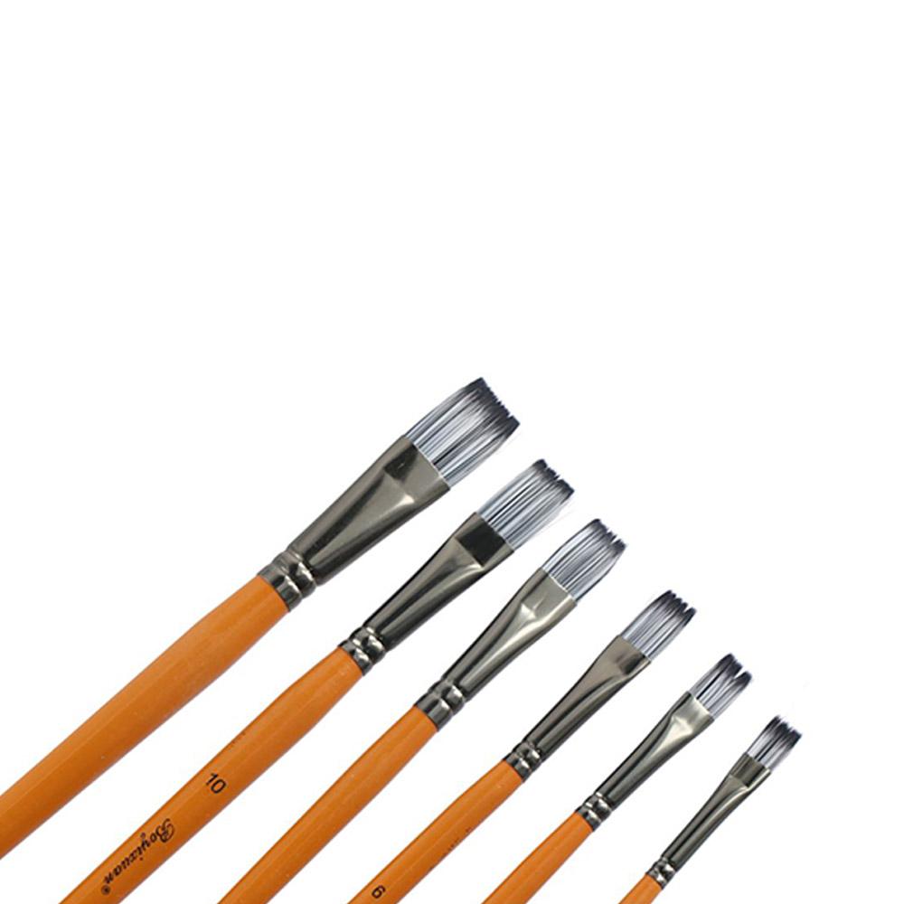 Синтетический нейлон Акриловые масляные кисти Деревянная ручка Художественные кисти Художественные принадлежности Гуашь