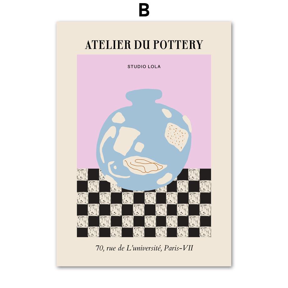 Абстрактный Городской Керамический Рынок Ваза Цветок Лист Настенное Искусство Холст Живопись Винтажные Постеры Принты Картина Для Гостиной Домашний Декор