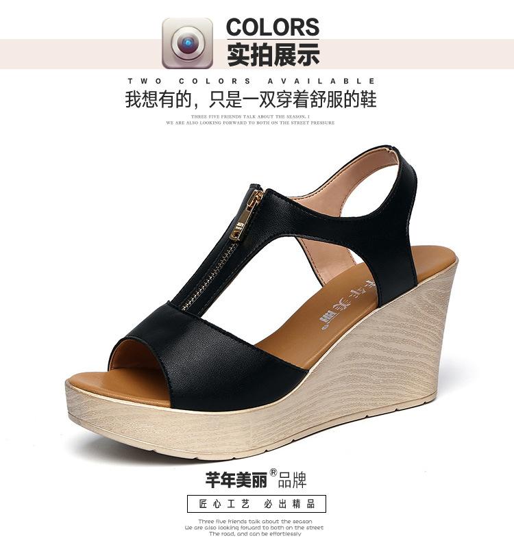 Новые босоножки на высоком каблуке с открытым носком и танкеткой для женского лета, с толстой подошвой, большие сандалии, туфли-клинья для женщин