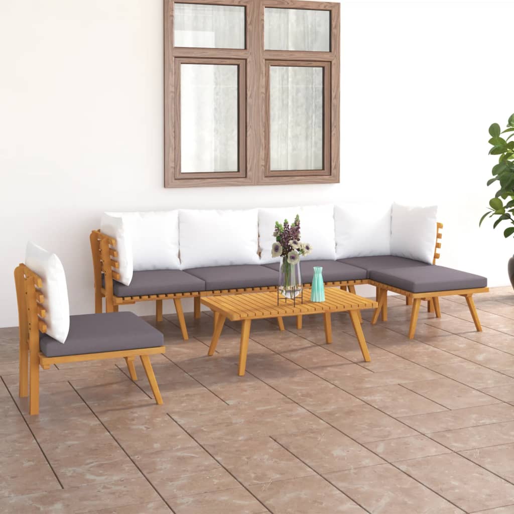 7 piece Garden Lounge Set with Cushions Solid Acacia Wood