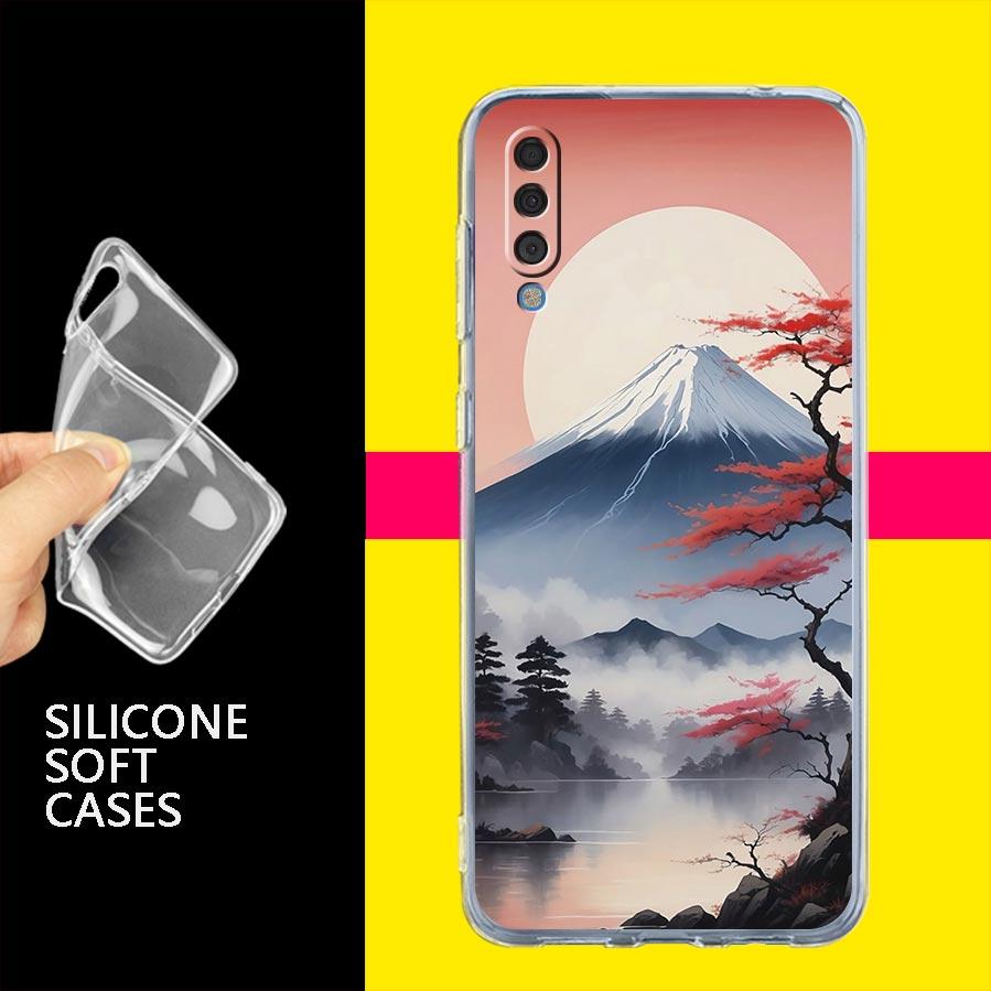 Чехол для телефона Samsung A26 A36 A56 A54 A52 A50 A70 A40 A20E A12 A14 A16 A22 A24 A42 A34 A32 5G A06 Чехол Япония Гора Фудзи Вишня