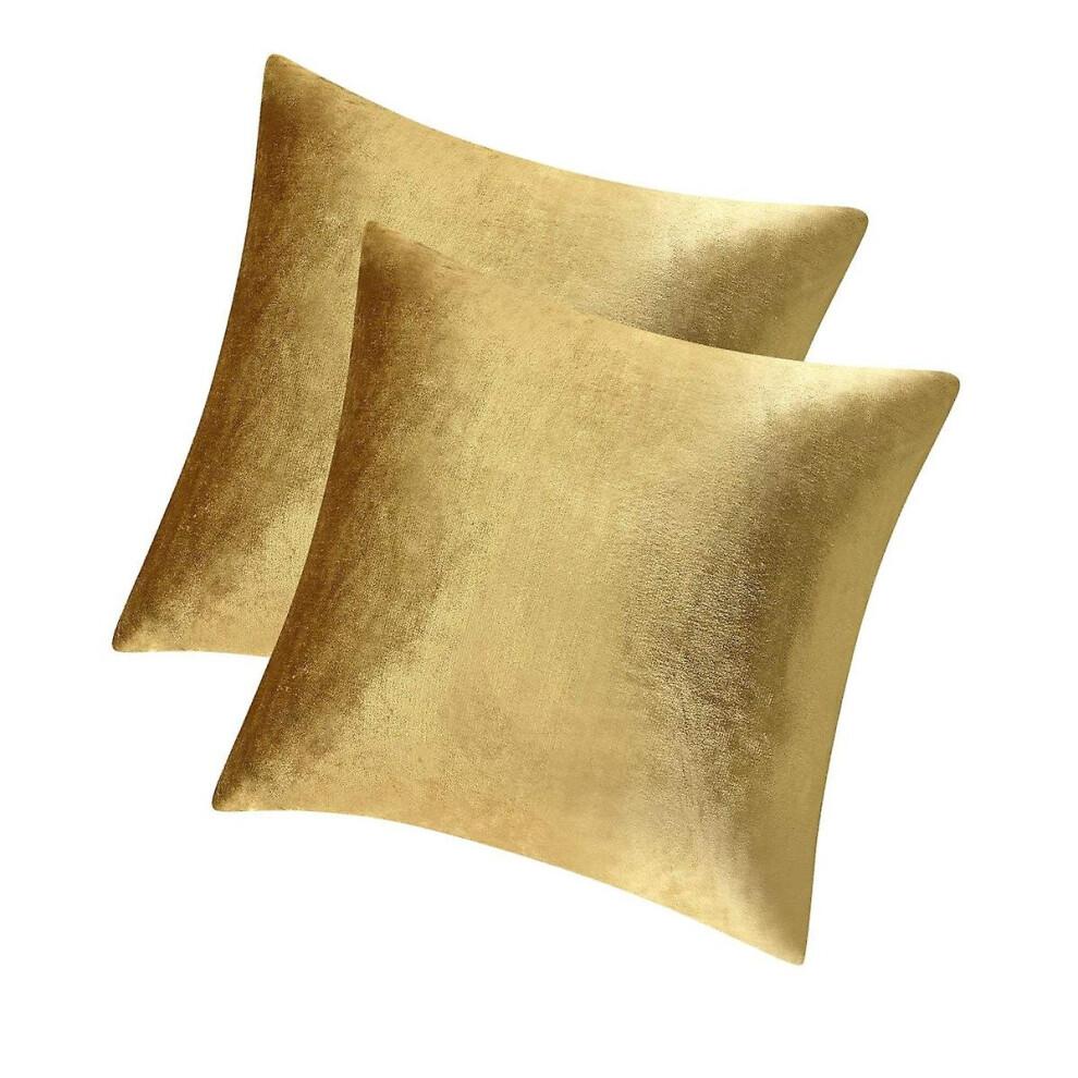 Sunrain Velvet Decorative Throw Pillow Covers Compatible With Sofa Bed 2 Pack Soft Cushion Cover (gold, Set Of