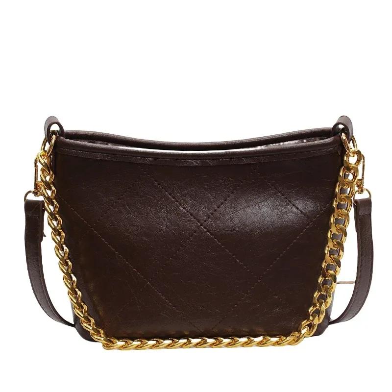 Сумка-ведро из мягкой кожи премиум-класса, осенняя модная цепочка, универсальная, легкая и практичная сумка на одно плечо