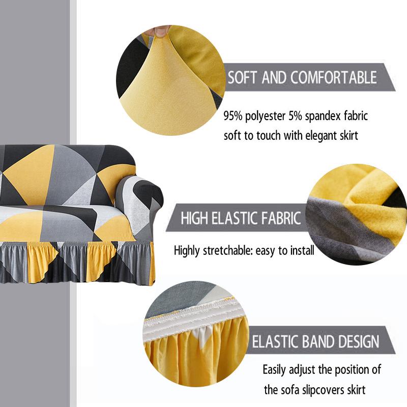 Высокоэластичный чехол для дивана с юбкой, эластичный, легко прилегающий чехол для кресла, дивана для гостиной, защита для мебели, чехол для дивана