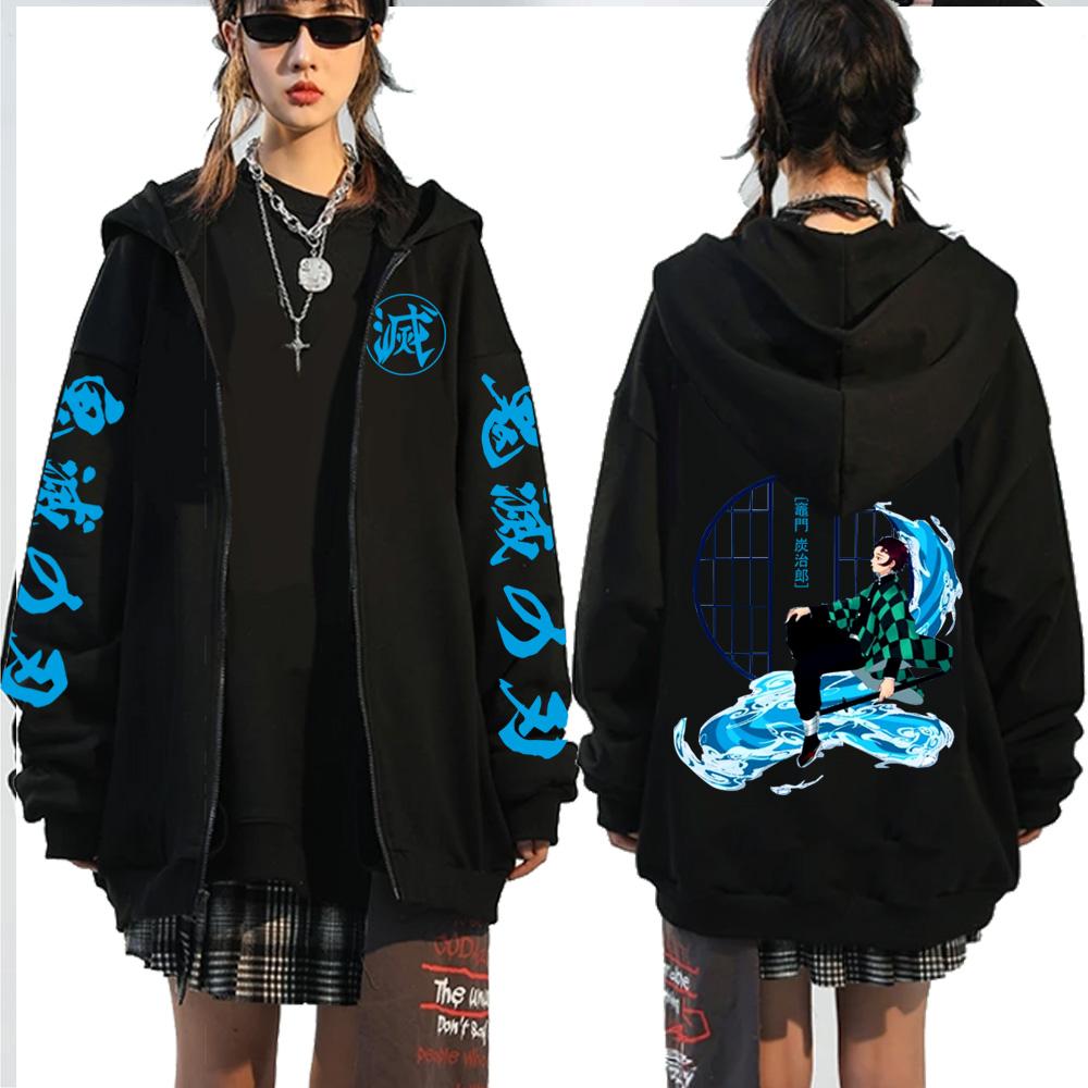 Забавный убийца демонов Камадо Незуко, толстовки на молнии, модная толстовка, аниме, косплей, осень-зима, камадо Танджиру, топ на молнии, пальто