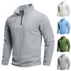 Men's Casual Solid Color Stand-up Collar Half-zipper Long-sleeved Top Men's Fleece Pullover Hoodie