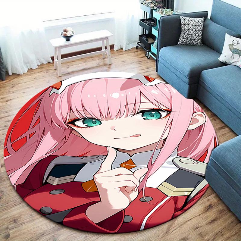 Franxx Round Area Rug Carpet Rug For Living Room Bedroom Sofa Playroom Decor Nonslip Floor Mat