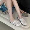 2025 New Woven Hollow Breathable Flat Bottom Bag Head Empty Slippers Female Lazy One Pedal Muqin Shoes