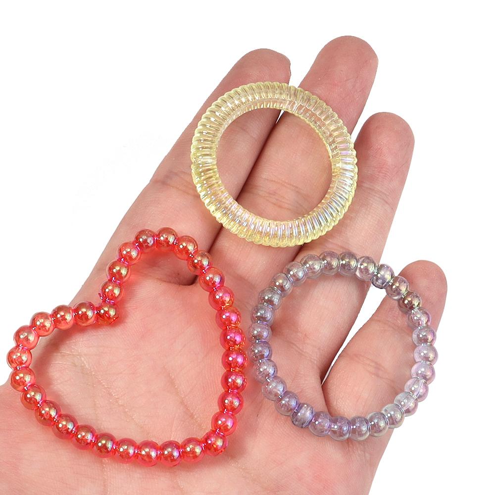 20pcs/lot Colored Heart Round Hollow Beads Loose Spacer Acrylic Beads For Jewelry Making DIY Charms Bracelet Earring Accessories