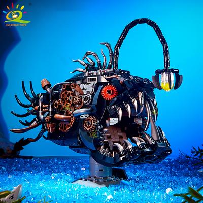Нетоксичный Moc Техническая Машинерия Фонарный Рыба Модель Строительный Блок Морская Серия Кирпич Строительная Игрушка Для Детей Домашний Декор