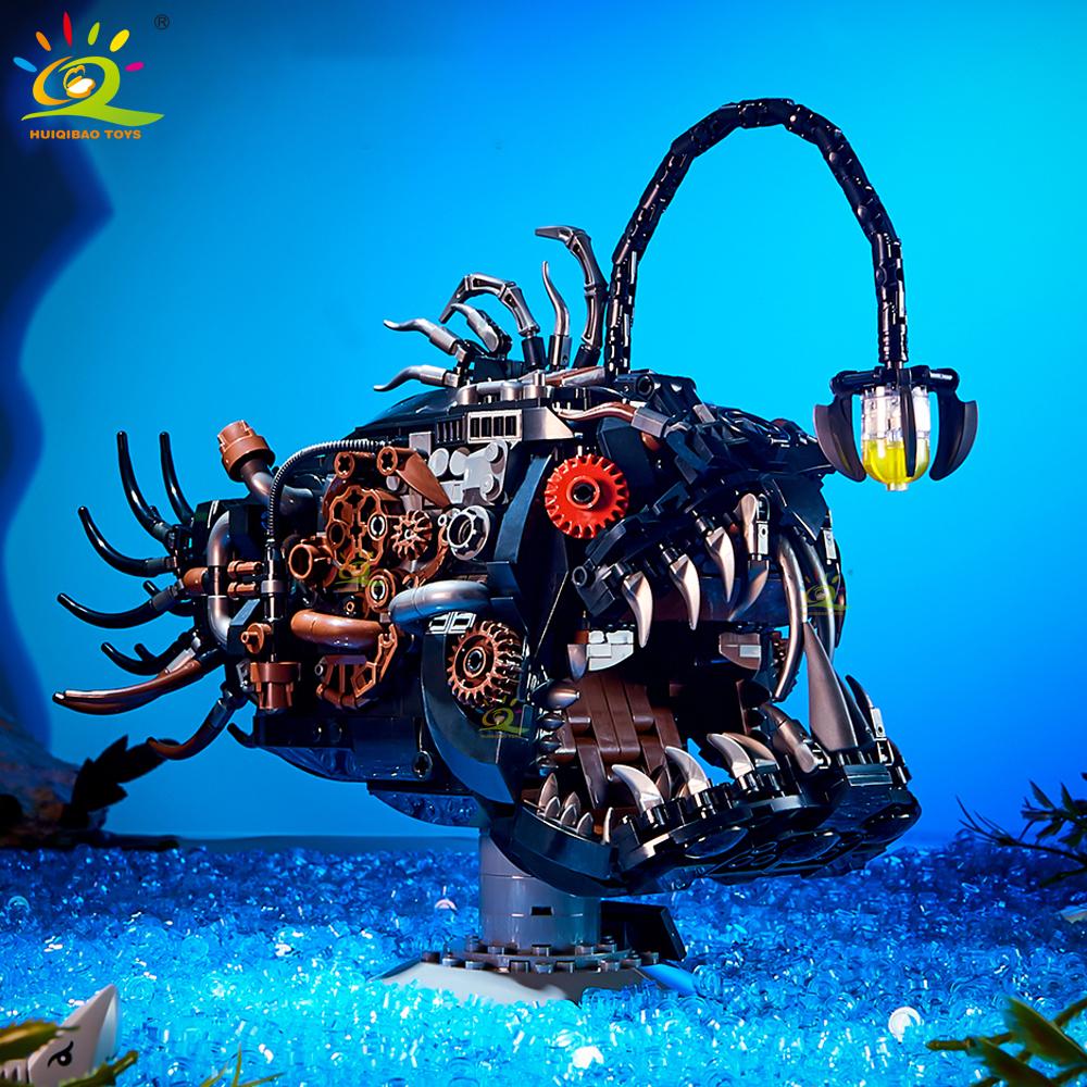 Конструктор Moc Technicial Machinery Модель Рыбы-фонаря Строительный Блок Морская Серия Кирпичный Строительный Игровой Набор Для Детей Домашний Декор