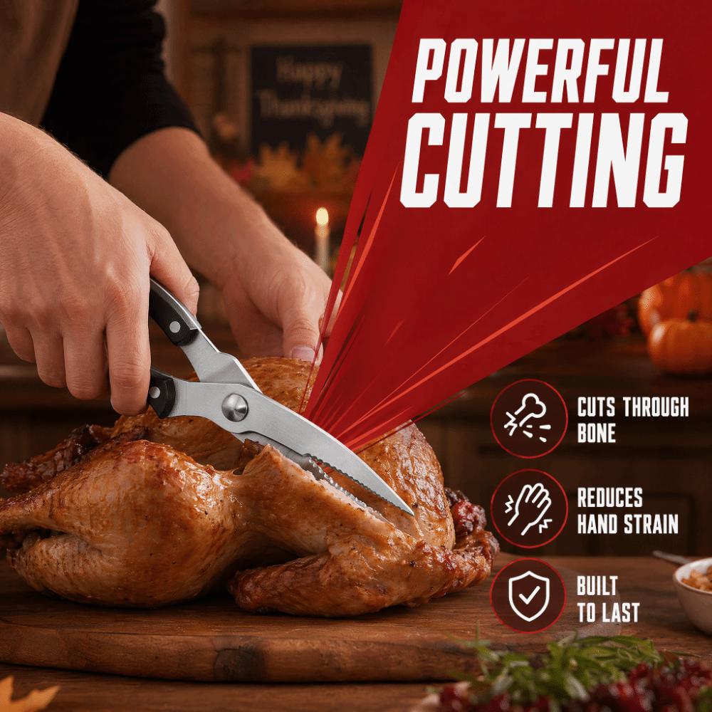 Stainless Steel Plastic Kitchen Scissors Non-Slip Handle Food Shears Poultry Fish Chicken Meat