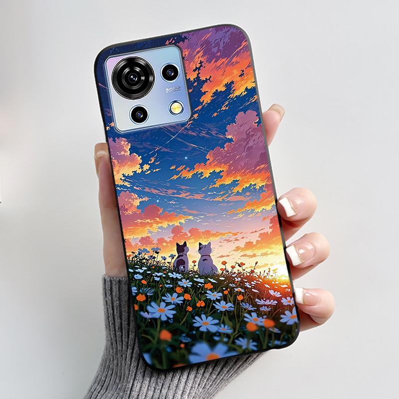 Чехол для ZTE Blade V50 Vita Черный ТПУ Силикон Роскошный Милый Крутой Цветочный Чехлы для Телефона для Blade V 50 Vita V50Vita Бампер Мягкое Покрытие