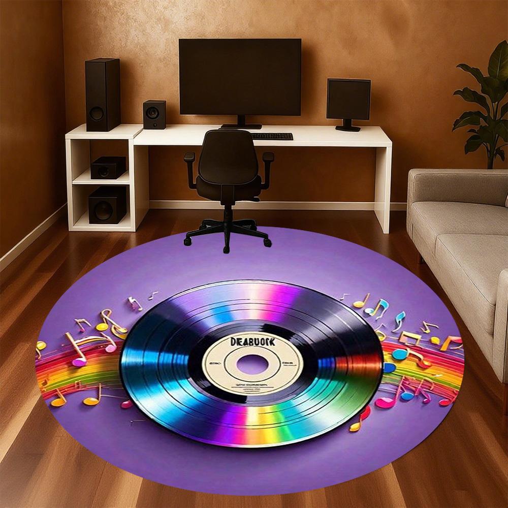 1PC music vinyl Office Round Area Rug, Under Office Chairs Bedroom Living Room Home Decor,Carpet for Office, -1110261