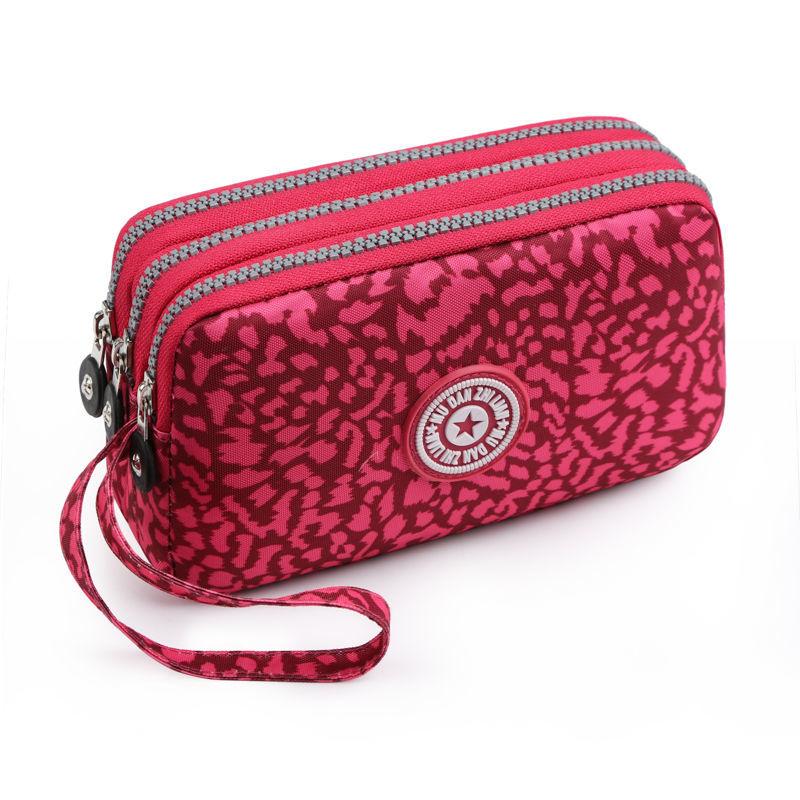 2023 Waterproof Women's Three-layer Zipper Coin Wallet Cosmetic Bag Canvas Women Purse Clutch Women's Purse Best Phone Wallet