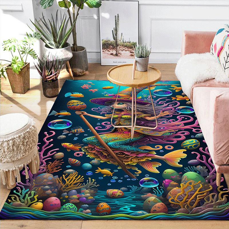 1pc Witch Print, Design Indoor Area Rug - Soft, Anti-Slip, and Durable Gaming Room Decor for Bedroom, Living Room