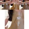 Ins Style Alloy Earrings With Chic Floral Crystal Tassels Grey Color