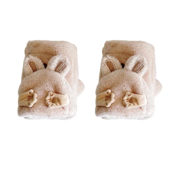 Women Winter Plush Gloves Thickened Warm Fuzzy Rabbit Mittens Girls Convertible Winter Fingerless Mittens for Cycling Outdoor Exercise