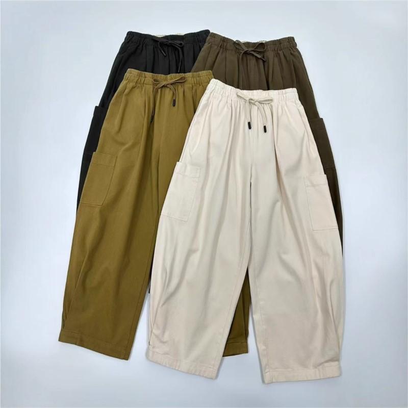 Johnature Spring Autumn Japanese Women Bloomers Simple Solid Color Pockets High Waist Elastic Casual Pants