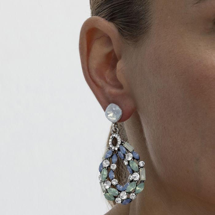 Boucles d’oreilles - LUXENTER - Liodas - finition argentée - pierres multicolores - cristal