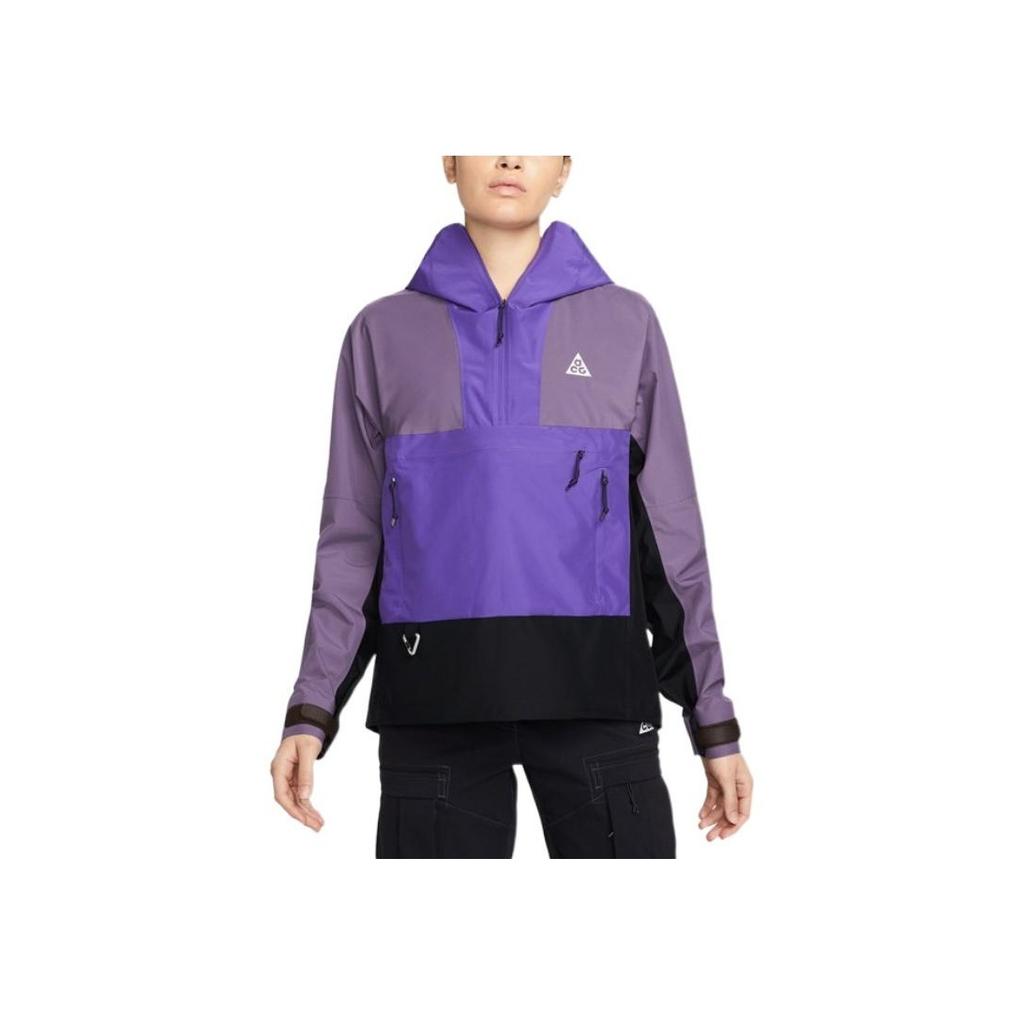 Nike Куртка ACG Cascade Rains Half-Zip с логотипом и капюшоном, женские куртки, фиолетовые DN3912-579