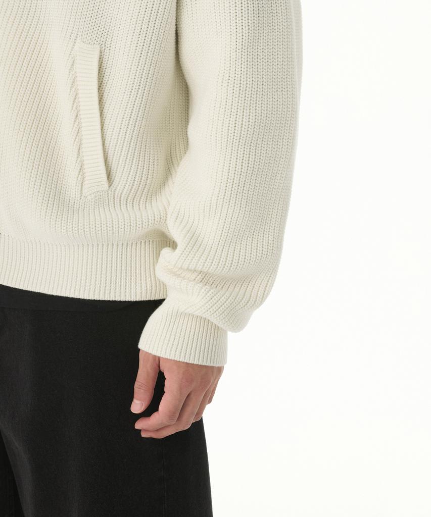 MUSINSA STANDARD Ribbed Knit Hooded Zip-Up [Cream]