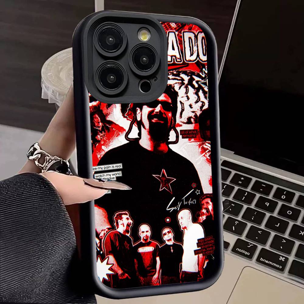 Металлический ремешок System Of A Down Для IPhone 17 Pro Max 16 15 14 13 12 11 Plus Черный Мягкий Чехол для Телефона