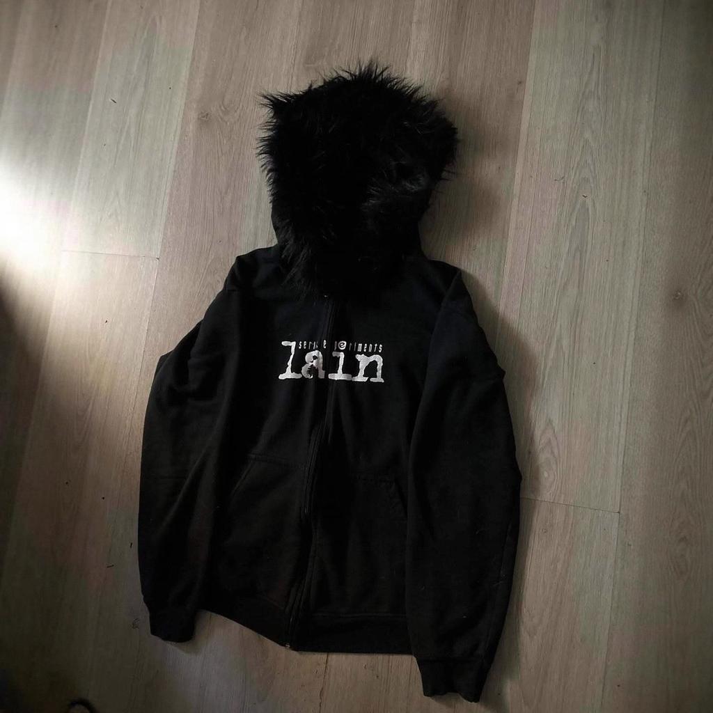 BeatStreet Y2K Ретро Свободный Кардиган на Молнии с Меховым Воротником Худи Осенний Повседневный Дизайн Тонкий Повседневный Пальто