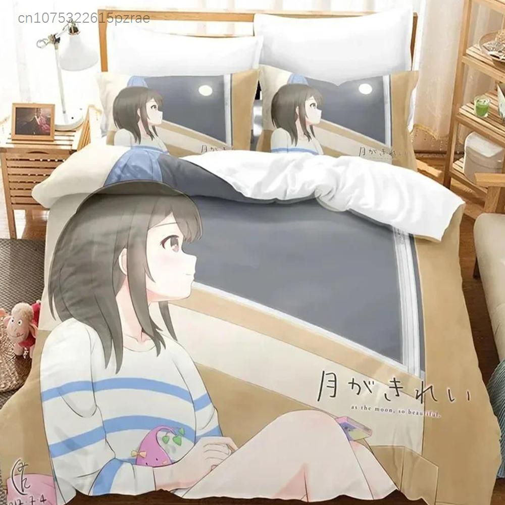 Модный 3D Комплект постельного белья The Tsuki Ga Kirei Печатный комплект постельного белья с наволочками Пододеяльник Мягкое постельное белье размера Queen King для дома