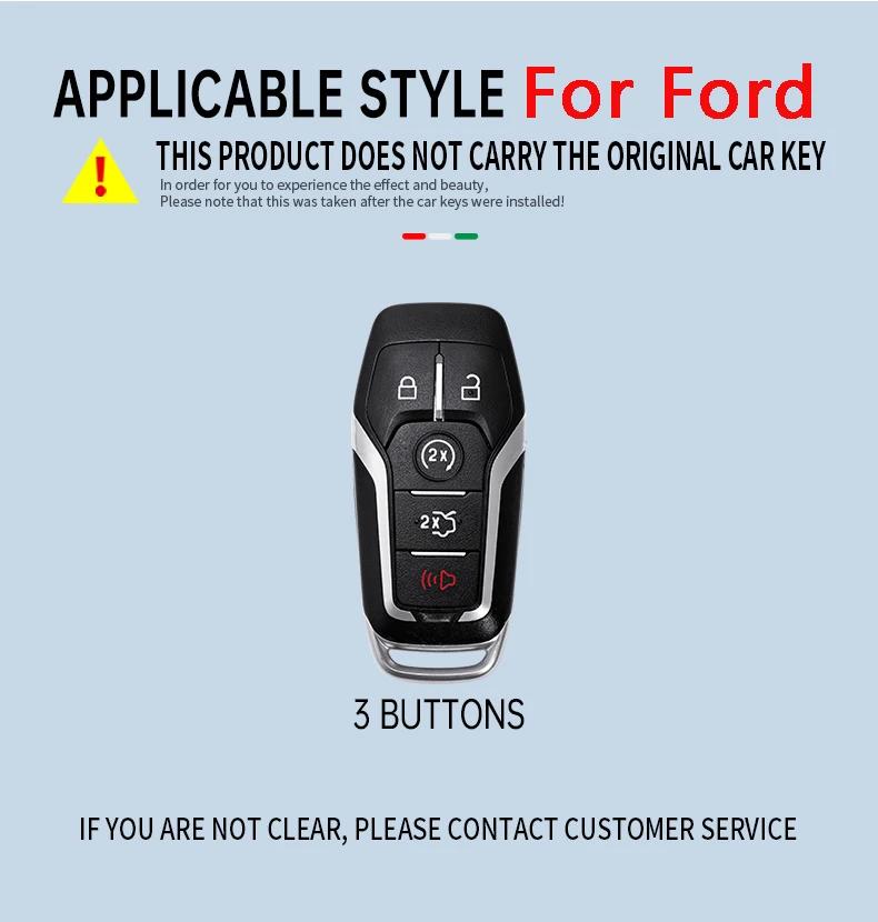 High quality Car Remote Key Case Cover Leather For Ford TYUJH7 Fusion Mondeo Mustang F-150 Explorer Edge 2015 2016 2017 2018 Accessorie