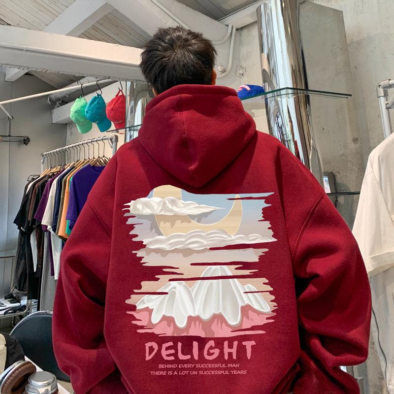 Мужская толстовка свободного покроя с принтом в стиле ретро Apricot - модная свободная толстовка на весну/осень для пар