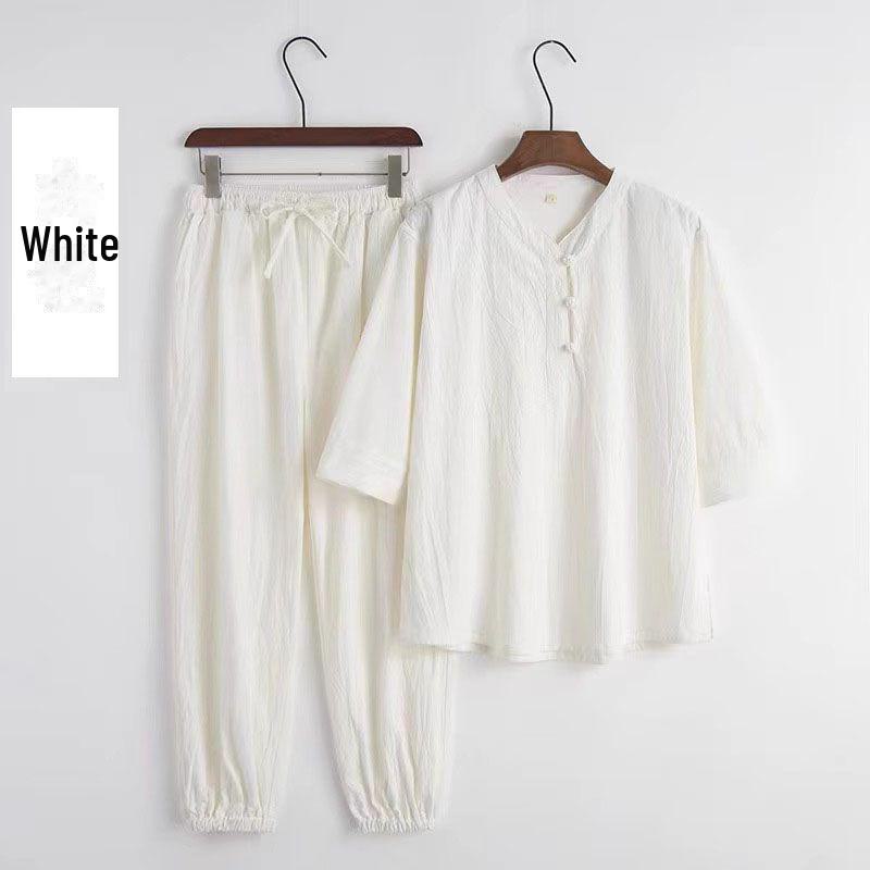 Дзен-буддийский льняной ханьфу: Летняя одежда для медитации для мужчин и женщин