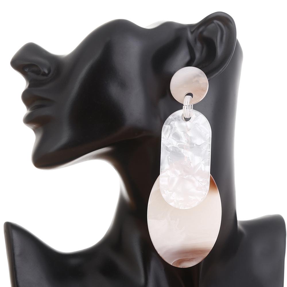 Европейские и американские преувеличенные овальные серьги для женщин, корейская версия, многослойные геометрические акриловые серьги с леопардовым принтом