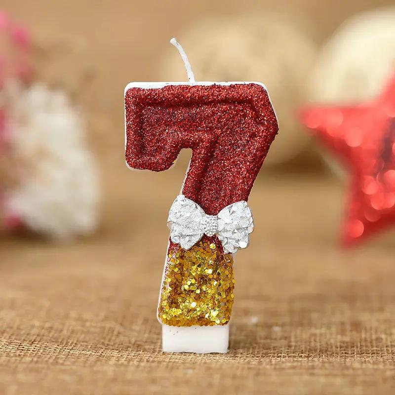 New Bow Birthday Candle, Creative Handmade Cake Candle Red Gold Digital Candle 0 To 9 Characters Independent Packaging Candle
