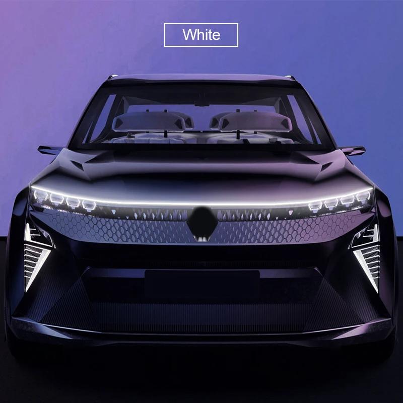 Светодиодная декоративная полоса света на капот автомобиля со сканирующим дневным ходовым огнем, водонепроницаемая гибкая декоративная неоновая лампа для автомобиля 12 В