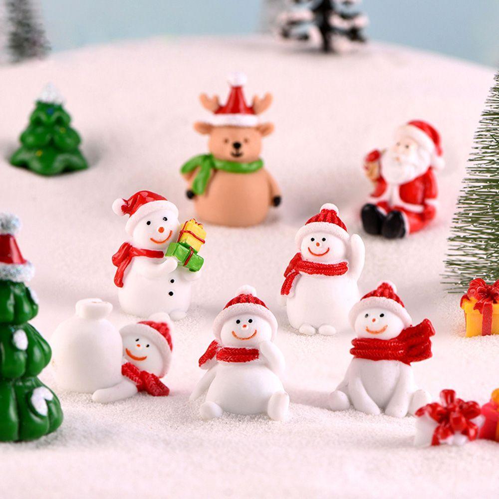Dollhouse Deer Fairy Garden Christmas Accessory Miniature Snowman Santa Claus Figurines Xmas Tree
