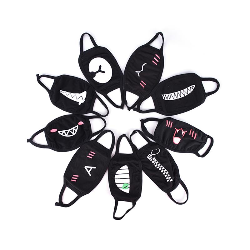 1шт унисекс мультфильм смешные зубы рот черная трехслойная хлопковая полумаска для лица