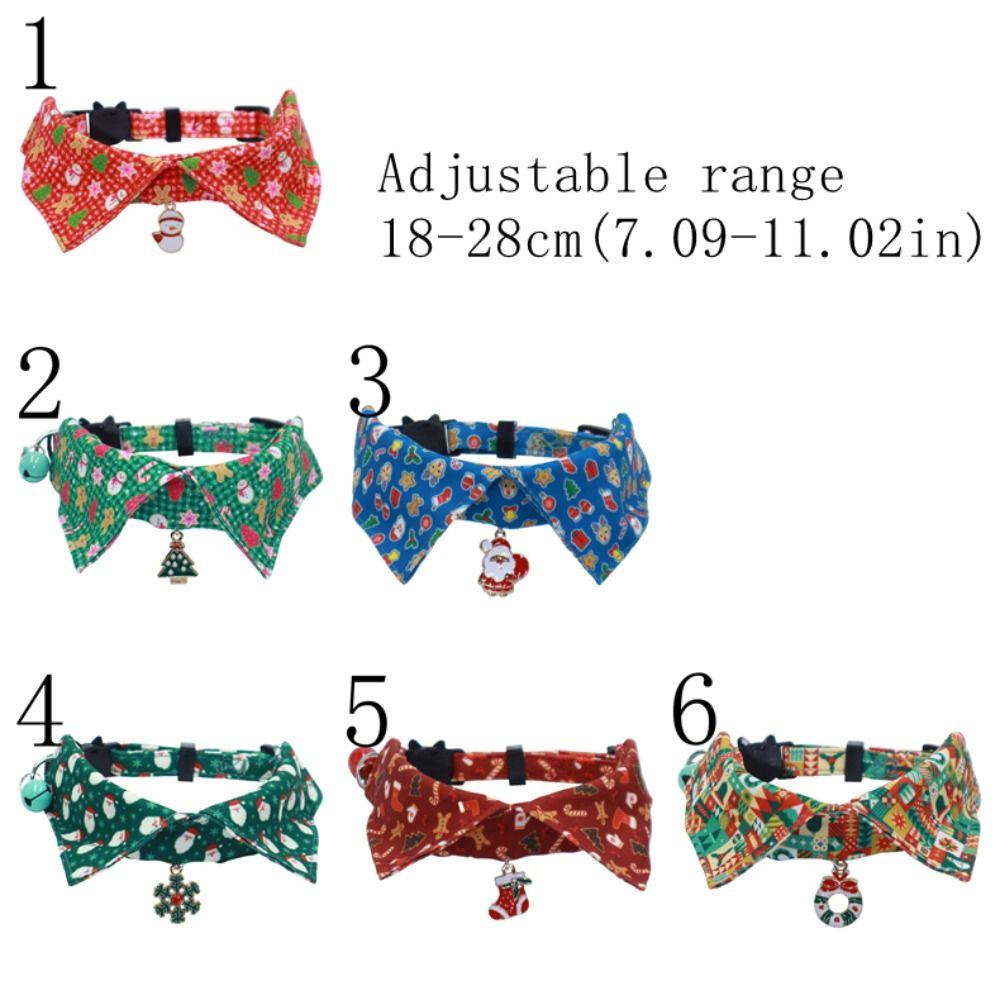 Милое рождественское ожерелье для котенка с колокольчиком 18-28см/7.09-11.02дюйма Рождественский галстук-бабочка для котенка Модный мягкий