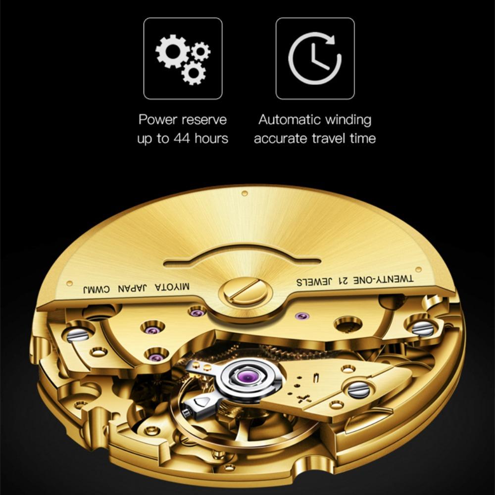 OUPINKE Мужские часы Рельефный парусный дизайн Механические часы Высококачественные часы