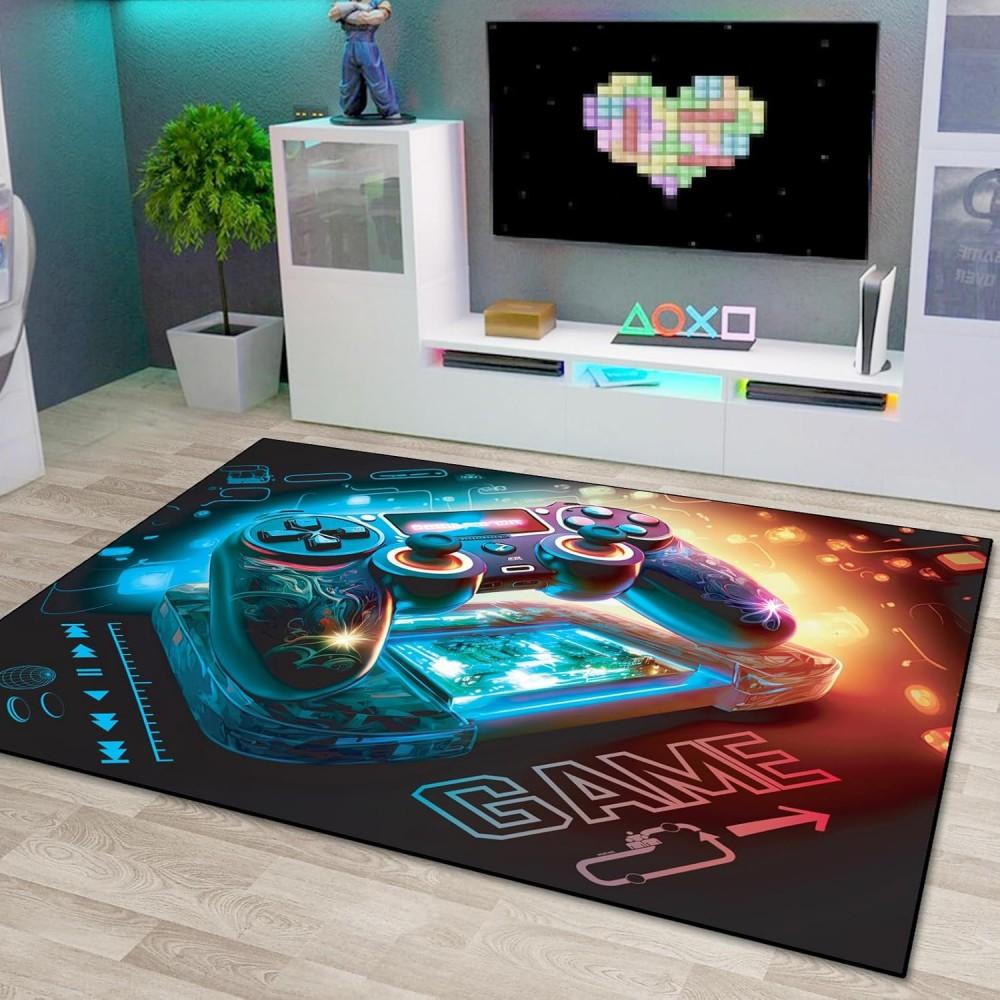 Коврик для игровой зоны для подростков, ковер для мальчиков, 3D-прозрачный геймпад, игровой контроллер для игровой комнаты, спальни для мальчиков и девочек, игровой комнаты, напольный коврик