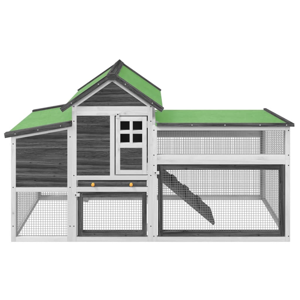 Chicken Coop Gray 186.5 x 58.5 x 113 cm Solid Pine Wood