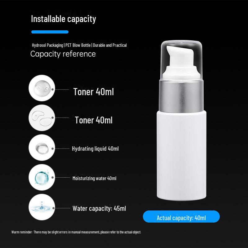 Бутылка для лосьона из ПЭТ-пластика объемом 40 мл – цилиндрическая, с плоским плечом, для эмульсий по уходу за кожей