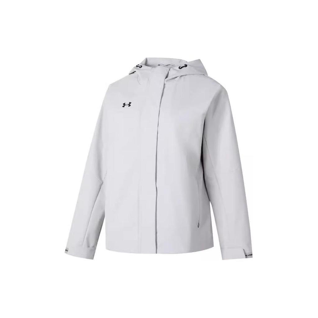 Under Armour Solid Color Outdoor Training Fitness Woven Hooded Jacket Women Jackets Gray 23600402-009